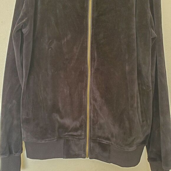 Velvet Jacket Full Zip Bull Embroidery Black No Size Tag Or Brand Stylish Unique - Picture 5 of 13
